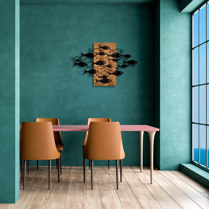 Wallity Shoal Accesorio de Pared de Madera y Metal Nogal y Negro